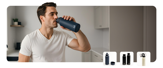 Sipsta Insulated Water Bottle with Magnetic Phone Holder Lid – In Action